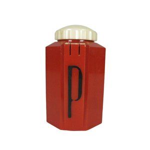 Speros Salt Pepper Shakers Lucite Red White Made USA Vintage 1950 Dual Chamber